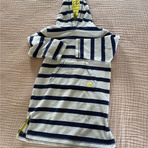 Boden Navy and White Striped Kids Terrycloth Swim Coverup